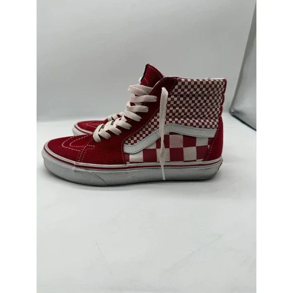 Vans Old Skool Hi-Top Sneakers US M 6.5/ W 8.0Red Check Lace Up Skateboard Shoes - Picture 5 of 10